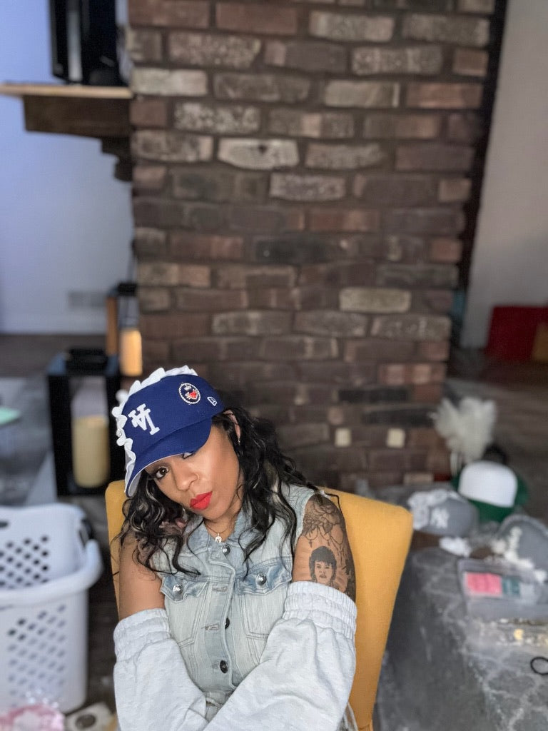 Rare upside down LA Dodgers Logo Blue Embellished Snapback- PEARL LOGO