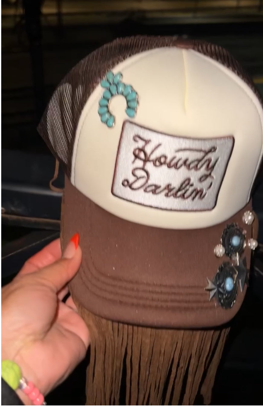 Howdy Darlin' w/ Fringe and Turquoise Charms and Silver Stars