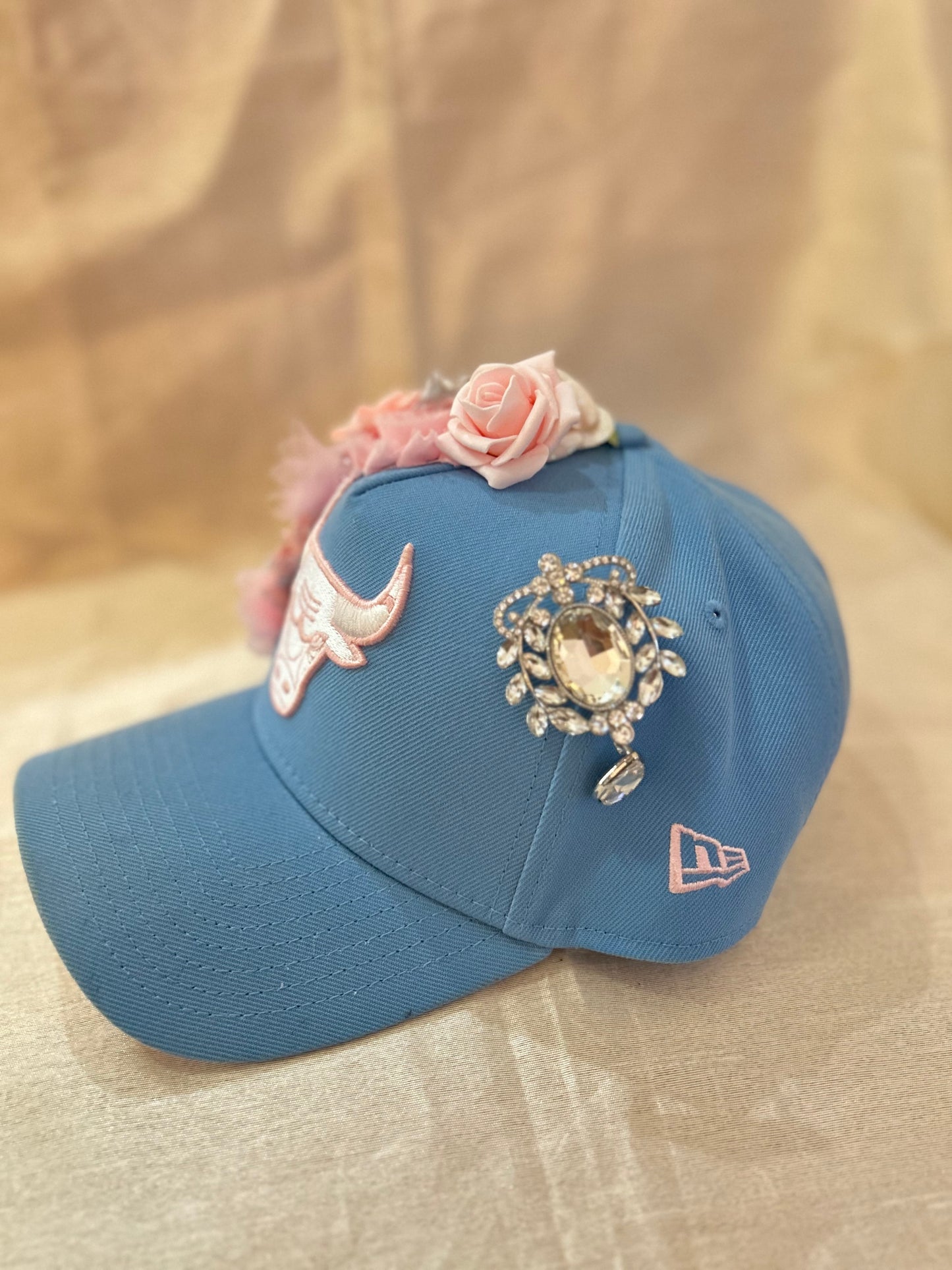 Exclusive Baby Blue and Light Pink Bulls Snapback