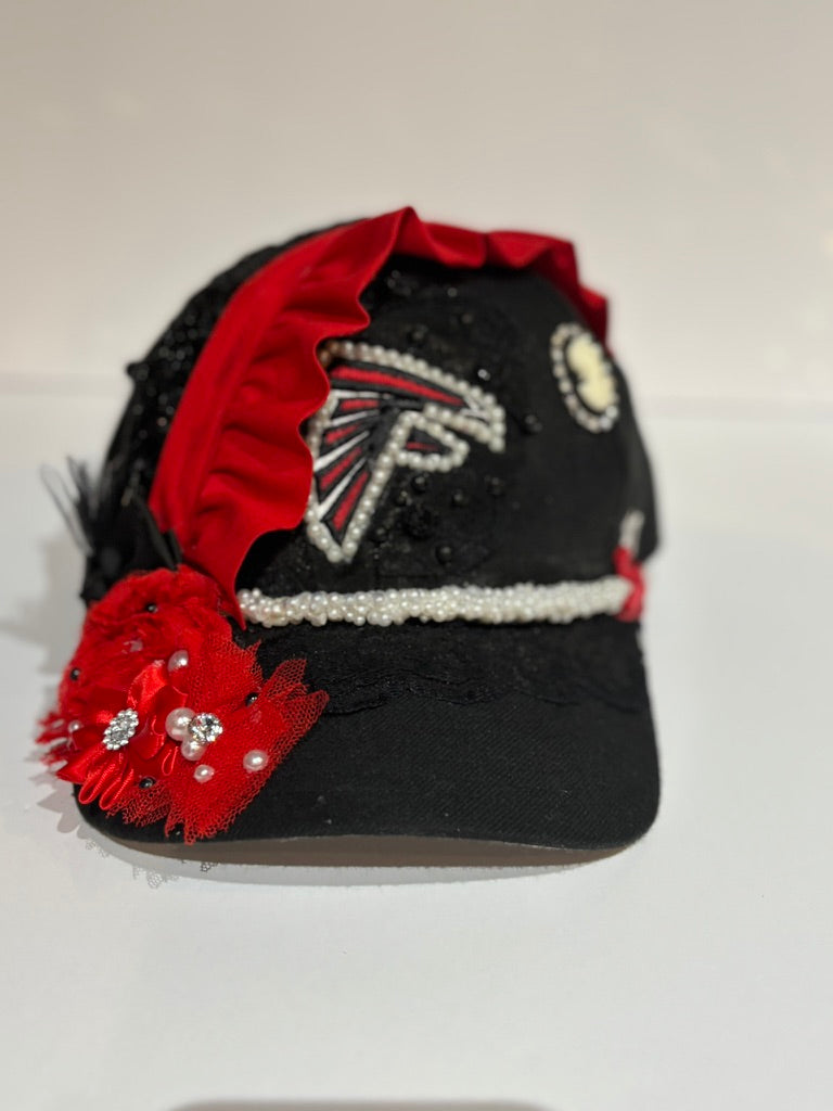 Atl Falcons with Floral Detail, Pearl Trim and Lace/Ruffle  w/ PEARL LOGO OUTLINE