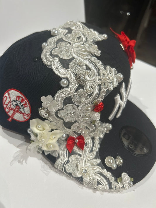 Embellished Traditional NY Yankees Cap w/ Brooch