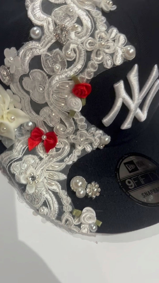 Embellished Traditional NY Yankees Cap w/ Brooch