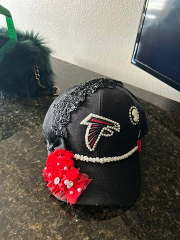 Atl Falcons with Floral Detail, Pearl Trim and Lace/Ruffle  w/ PEARL LOGO OUTLINE