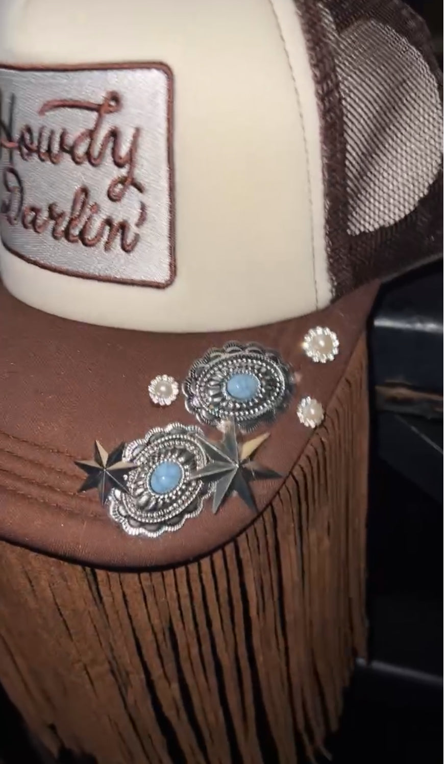 Howdy Darlin' w/ Fringe and Turquoise Charms and Silver Stars