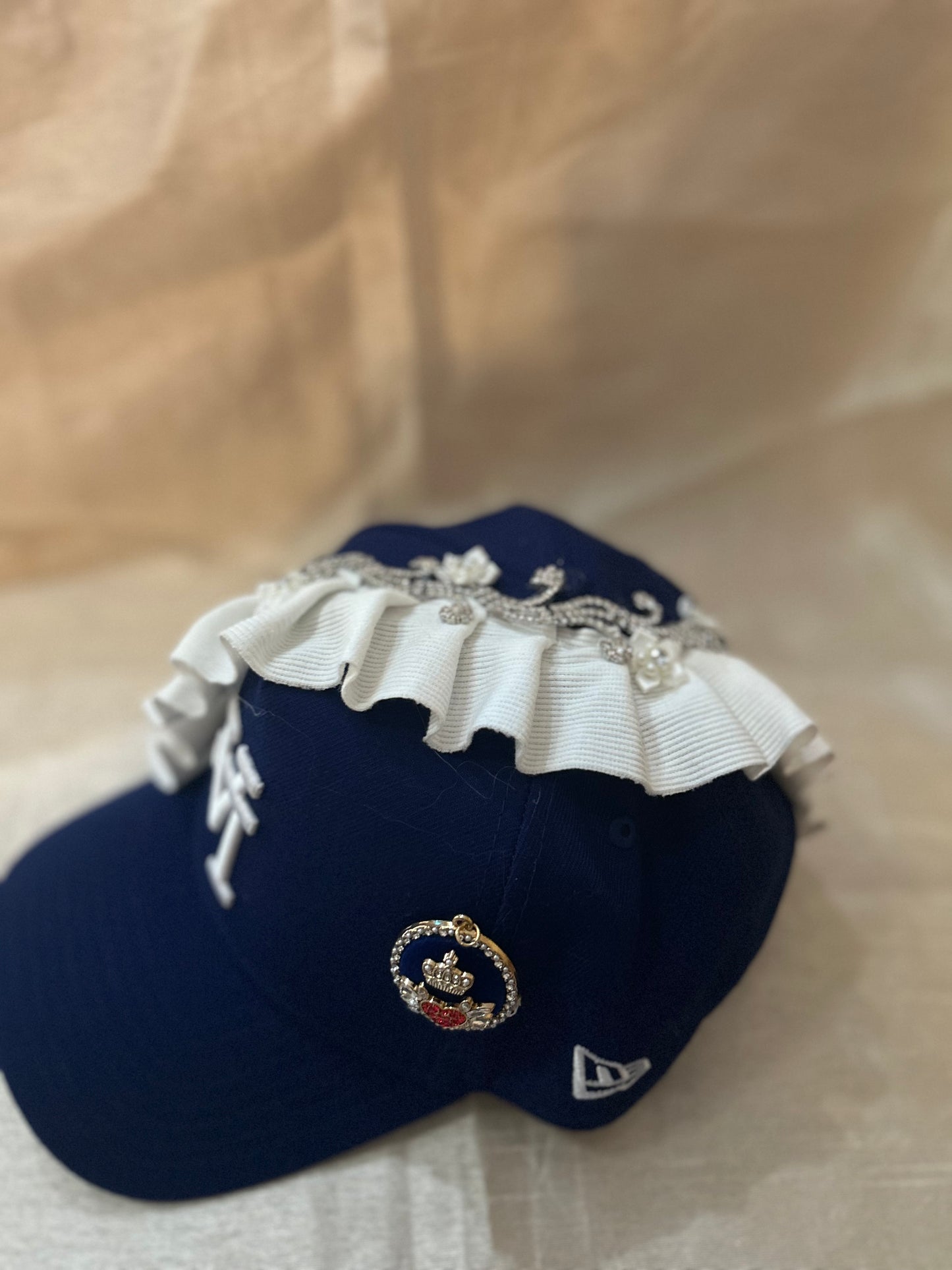Rare upside down LA Dodgers Logo Blue Embellished Snapback- PEARL LOGO