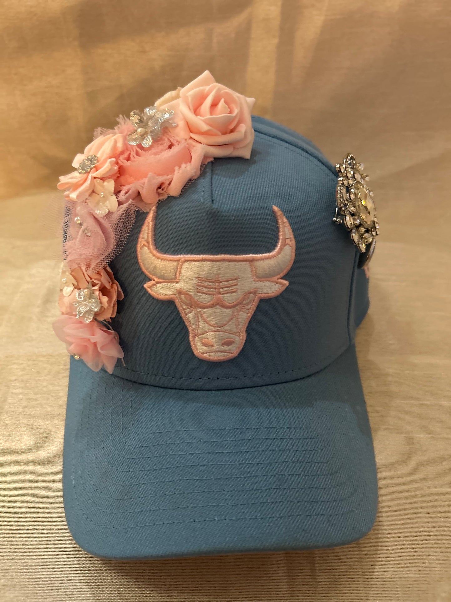 Exclusive Baby Blue and Light Pink Bulls Snapback