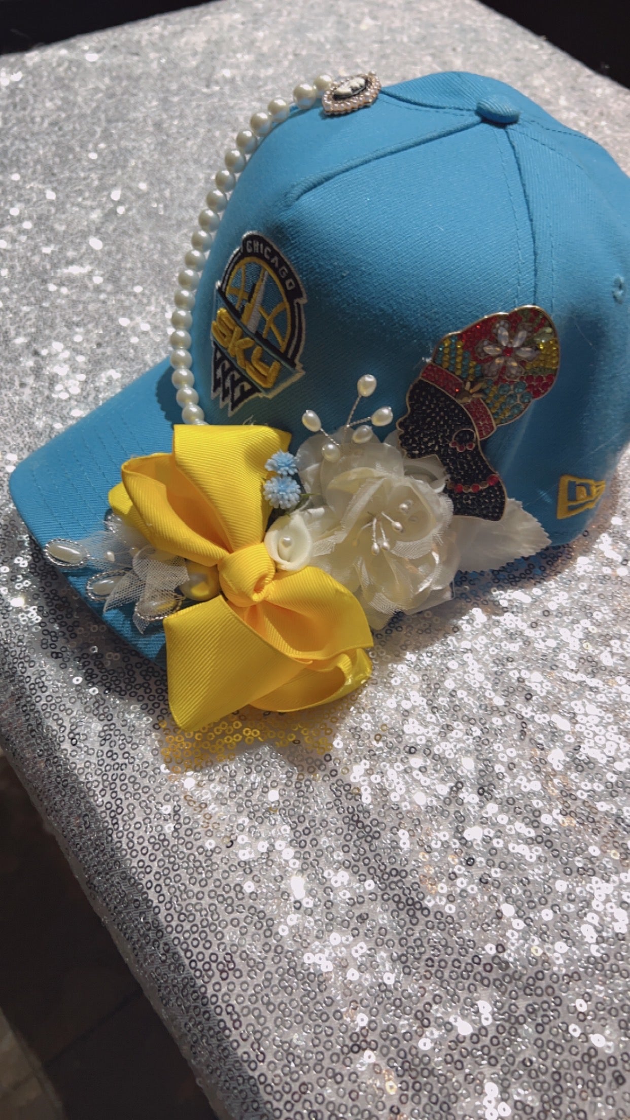 Over the Top Chicago Sky Embellished Snapback Cap